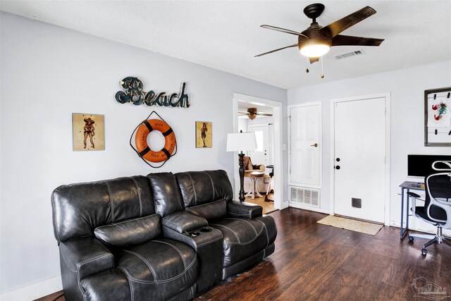 interior space with hardwood / wood-style floors and ceiling fan