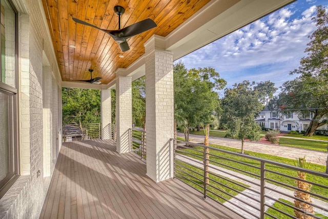 deck featuring ceiling fan