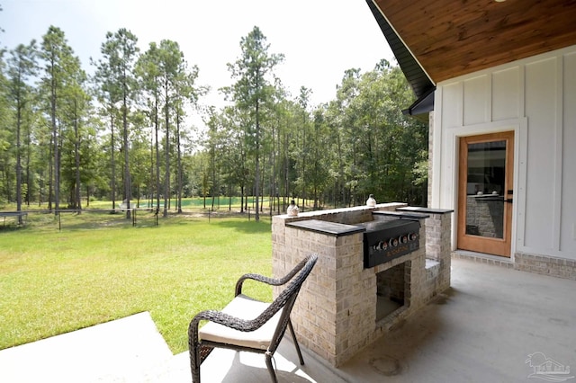 view of patio / terrace featuring an outdoor kitchen