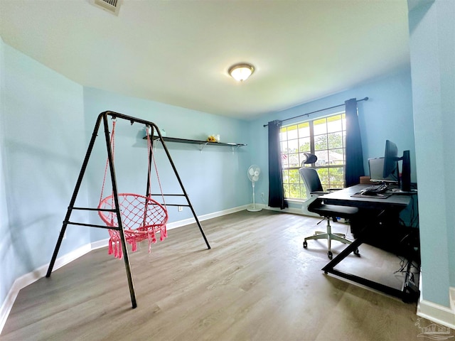 office space featuring wood-type flooring