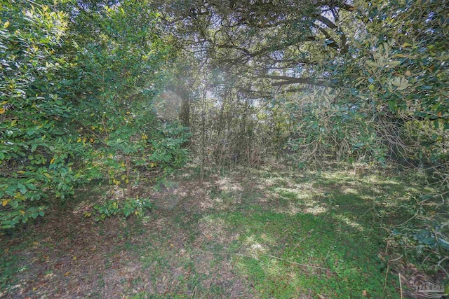 view of landscape featuring a wooded view