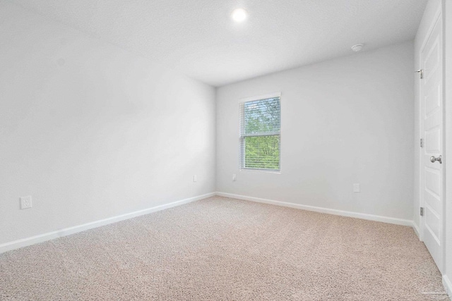 empty room with carpet flooring and a textured ceiling