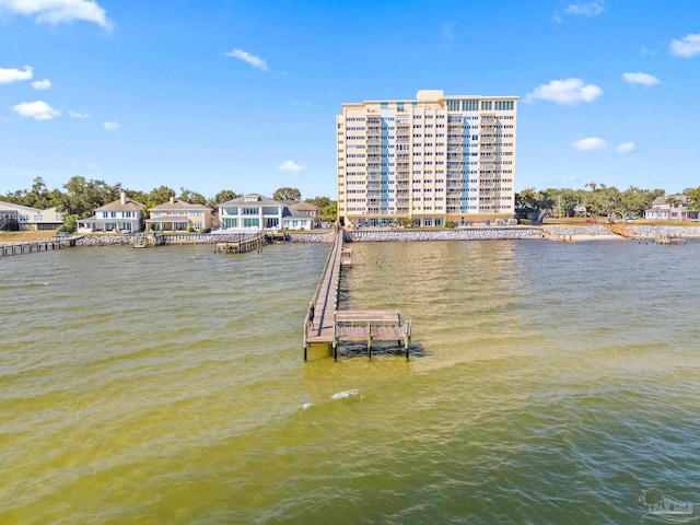 view of dock featuring a water view