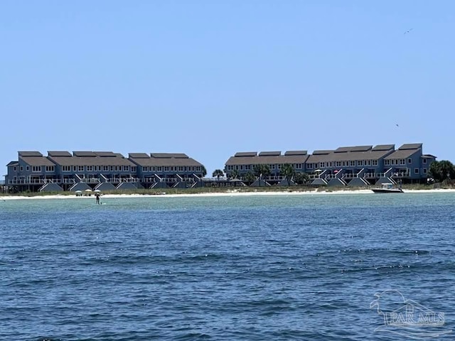 property view of water featuring a view of the beach