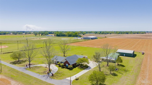 birds eye view of property featuring a rural view