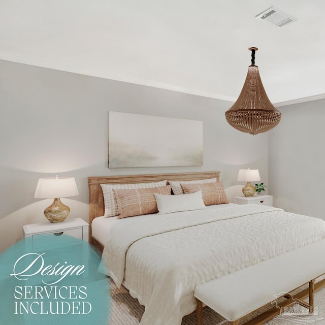 bedroom featuring visible vents