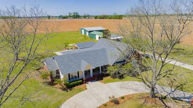bird's eye view with a rural view