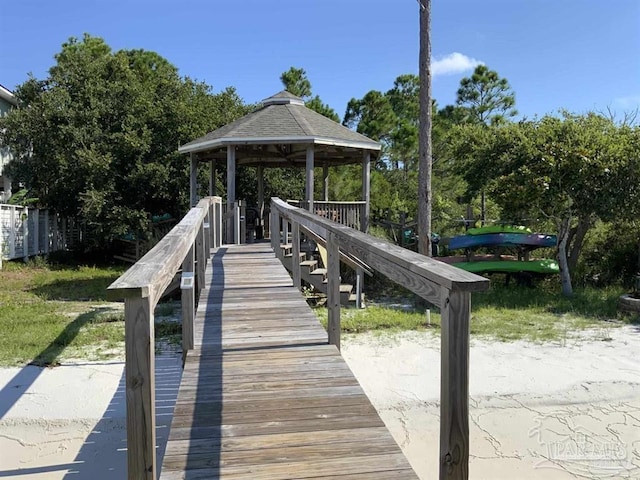 view of dock with a gazebo