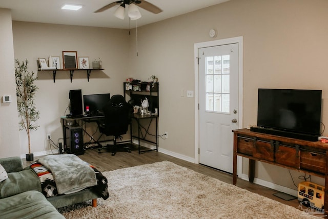 3125 Zepp Ln, Pace, FL 32571 - office space with wood finished floors and a ceiling fan