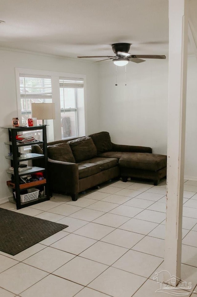 3125 Zepp Ln, Pace, FL 32571 - living area featuring ceiling fan and light tile patterned floors