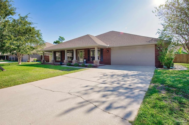 view of front of house featuring a garage and a front lawn