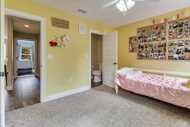 bedroom featuring carpet and ceiling fan