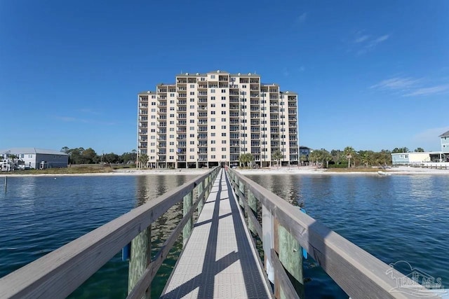 view of dock featuring a water view