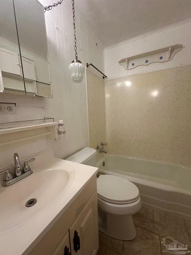 4681 Kingston Dr, Pensacola, FL 32526 - full bathroom featuring toilet, bathtub / shower combination, vanity, and tile patterned flooring
