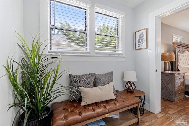 living area featuring light wood-style flooring