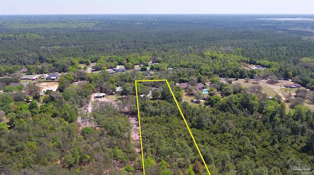 aerial view featuring a forest view