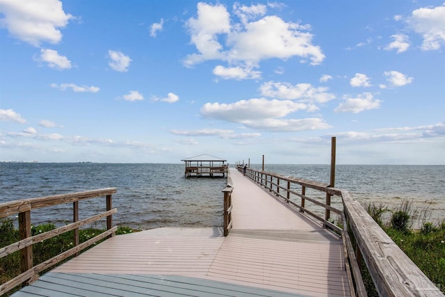 view of dock featuring a water view