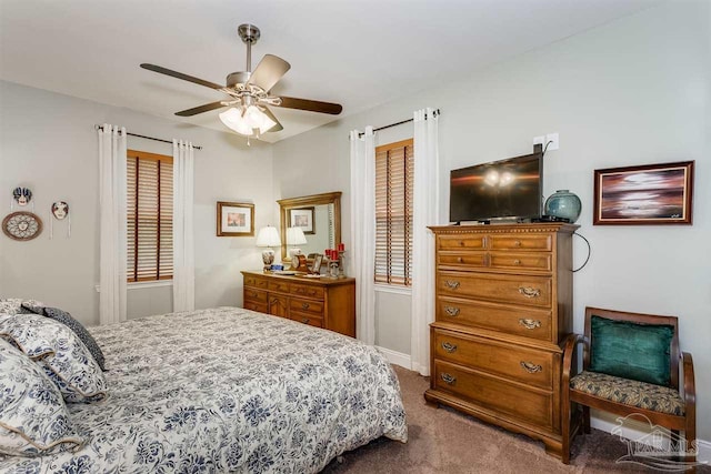 bedroom with carpet and ceiling fan