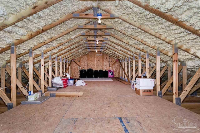 view of unfinished attic