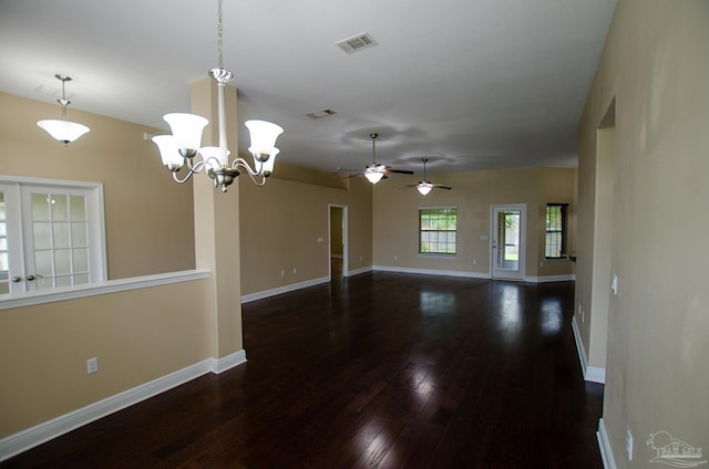 4777 Belvedere Cir, Pace, FL 32571 - unfurnished room with dark wood-type flooring, baseboards, and a ceiling fan