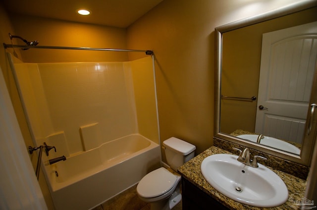 4777 Belvedere Cir, Pace, FL 32571 - full bath featuring toilet, washtub / shower combination, vanity, and recessed lighting