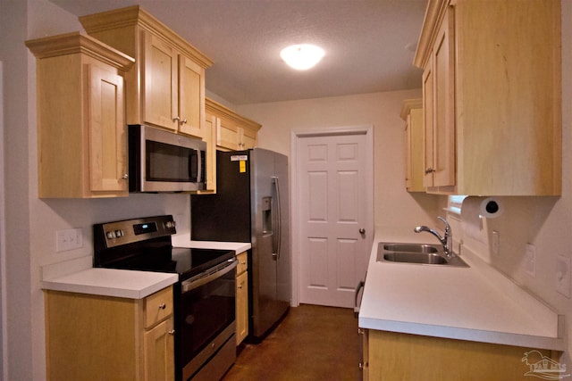 4217 Celtic Cir, Pace, FL 32571 - kitchen featuring stainless steel appliances, light brown cabinetry, light countertops, and a sink