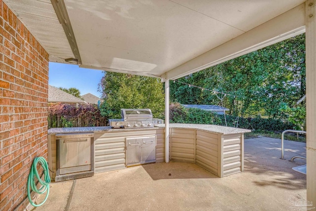 view of patio / terrace featuring area for grilling and an outdoor kitchen