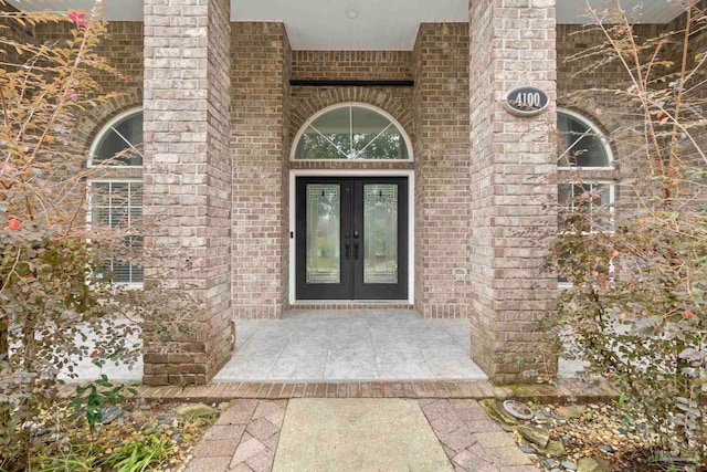 doorway to property featuring french doors