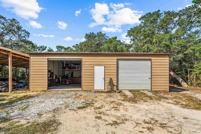 view of garage