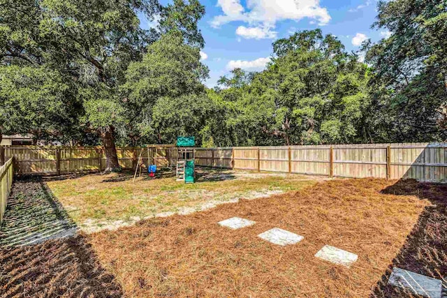 view of yard with a playground