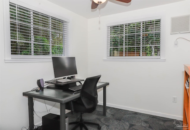 1609 N Spring St, Pensacola, FL 32501 - office with healthy amount of natural light, ceiling fan, and baseboards