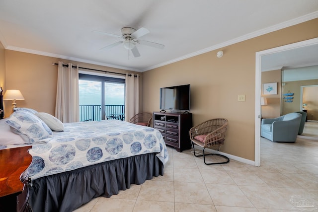 13817 Perdido Key Dr Unit 703, Pensacola, FL 32507 - bedroom featuring light tile patterned floors, crown molding, and access to exterior