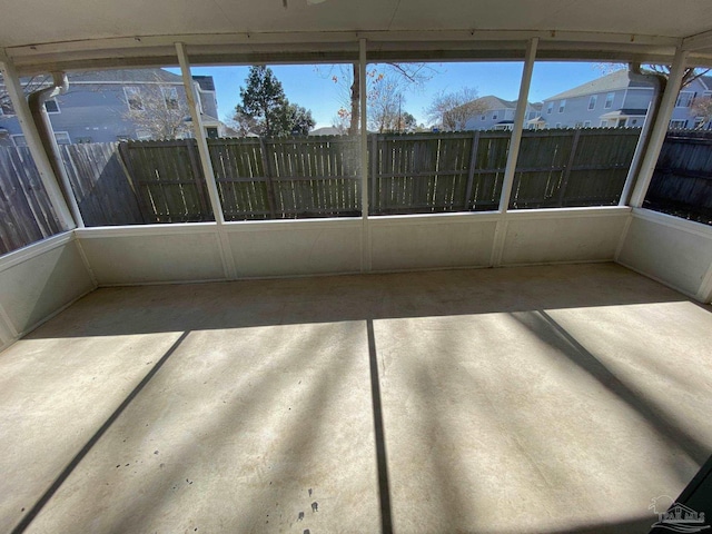 view of unfurnished sunroom