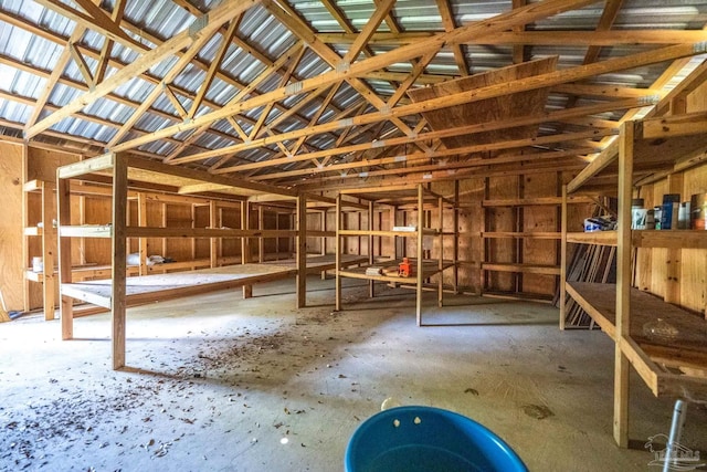miscellaneous room featuring lofted ceiling