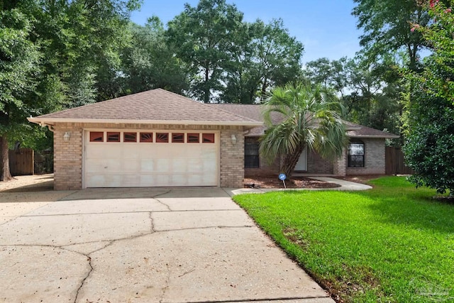 view of front facade with a garage and a front yard