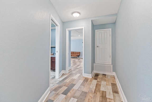 hall featuring light wood-type flooring