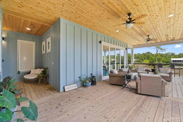 2032 Bay Point Blvd, Milton, FL 32583 - wooden terrace with an outdoor living space and a ceiling fan