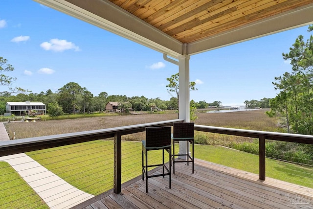 2032 Bay Point Blvd, Milton, FL 32583 - wooden deck with a water view and a yard