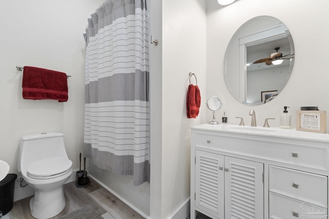 2032 Bay Point Blvd, Milton, FL 32583 - full bath featuring wood finished floors, vanity, and a shower with shower curtain
