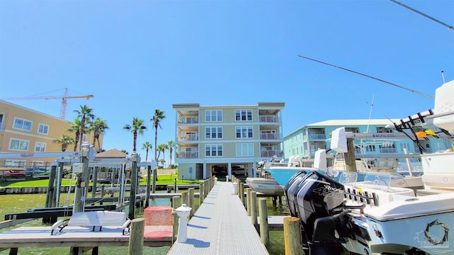 view of dock featuring a water view