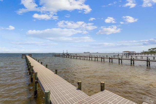 view of dock featuring a water view