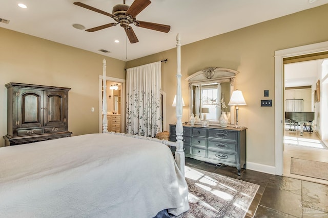 bedroom featuring ceiling fan