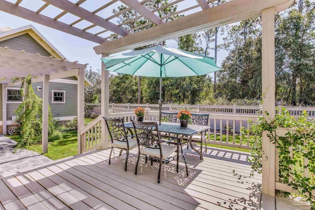 wooden terrace featuring a pergola