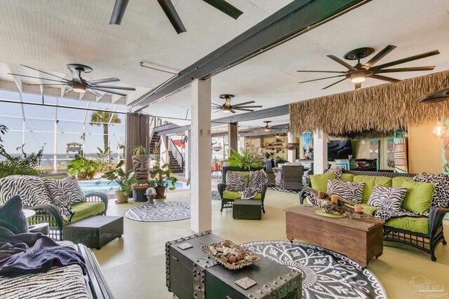 4552 Bayside Dr, Milton, FL 32583 - view of patio / terrace with stairs, an outdoor pool, and outdoor lounge area