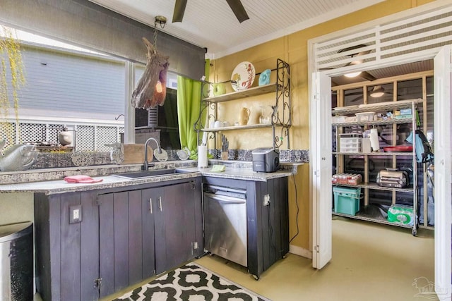 4552 Bayside Dr, Milton, FL 32583 - kitchen featuring open shelves, dishwasher, and a sink