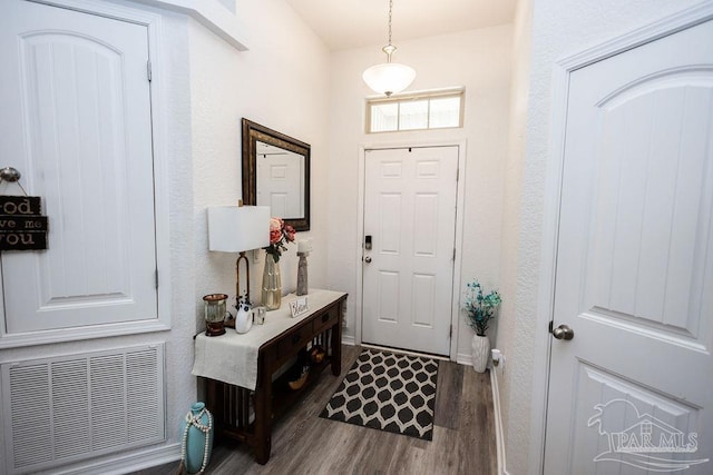 foyer entrance with dark hardwood / wood-style flooring