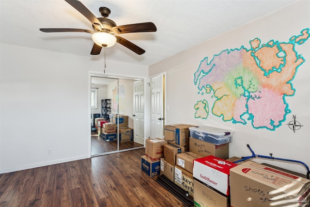 720 Lambert St, Pensacola, FL 32505 - bedroom with wood finished floors, a closet, a ceiling fan, and baseboards