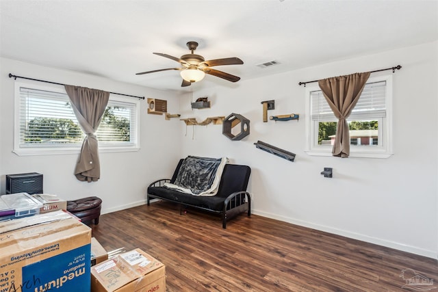 720 Lambert St, Pensacola, FL 32505 - living area with visible vents, baseboards, wood finished floors, and ceiling fan