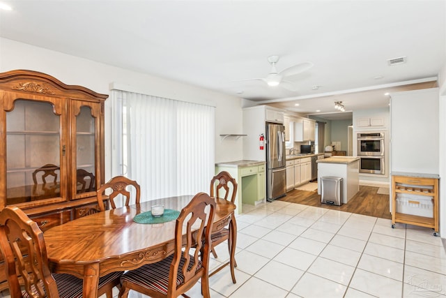 720 Lambert St, Pensacola, FL 32505 - dining space featuring visible vents, recessed lighting, a ceiling fan, and light tile patterned floors
