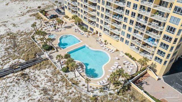 22 Via Deluna Dr Unit 604, Pensacola Beach, FL 32561 - aerial view of property's location with a pool area and apartment complex / building